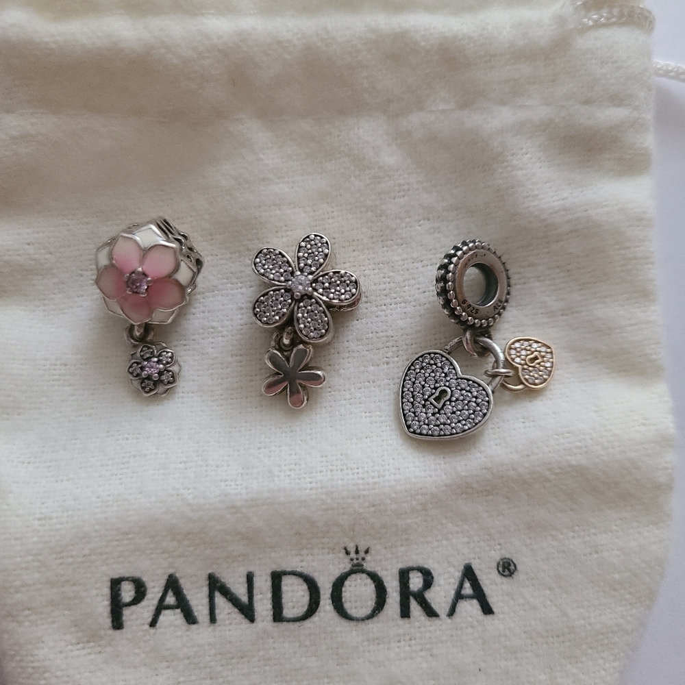 Lot of 3 Authentic Pandora Charms